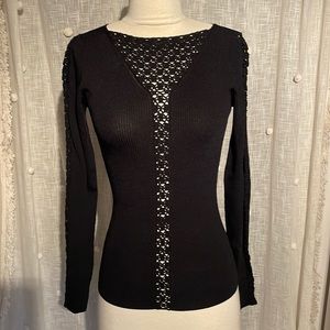 Cache Black Long Sleeve Knit, Size L